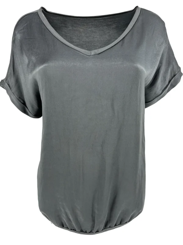 Gestreepte blouse met oprol mouw krinkle mint