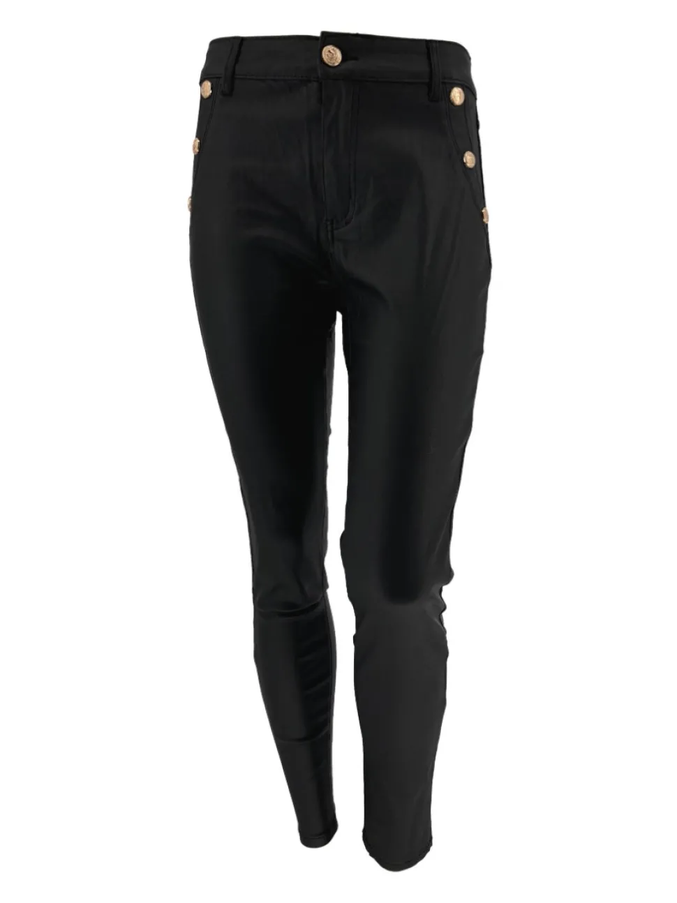 gsmack_coating_broek_met__0-3.webp G-smack coating broek met gouden knopen glans zwart (SW5045-1)