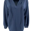 Hoodie met v-hals Orange fresh donker blauw. (GTS)