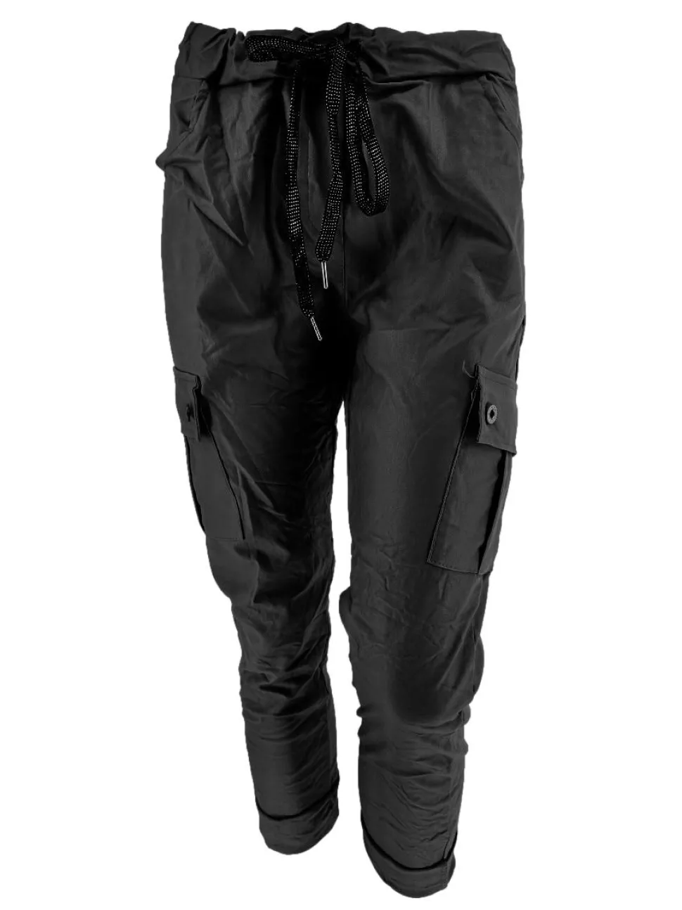 italy_cargo_coating_broek_0-2.webp Italy CARGO coating broek met glitter koord zwart