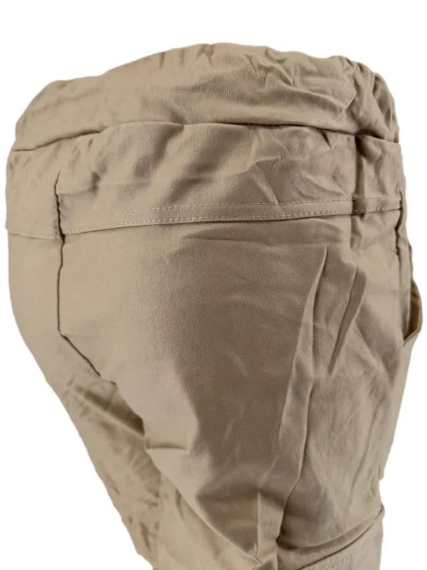 Italy CARGO coating broek met glitter koord beige