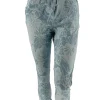 Italy jogg-jeans met koord bladeren blauw