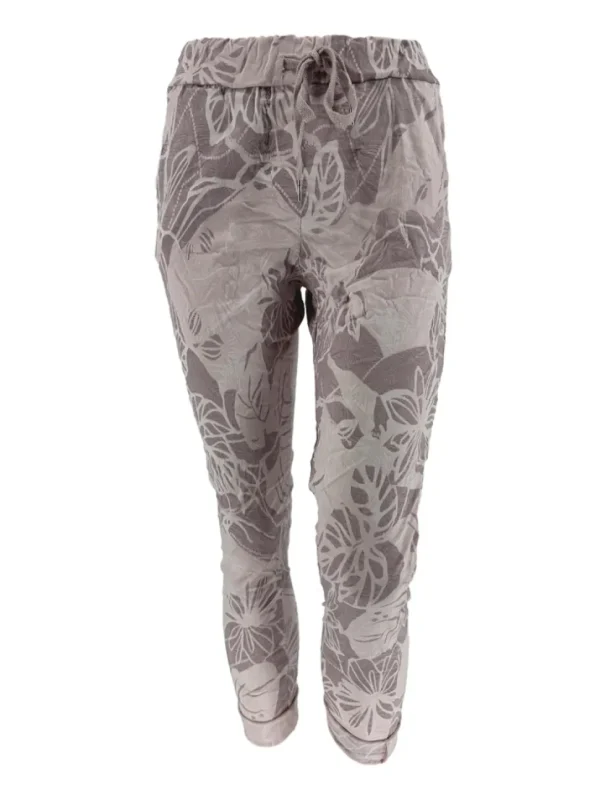Italy jogg-jeans met koord bladeren oud roze