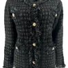 Jasje met parelknopen en glitter draadjes Nel zwart. CH.NEL. SALE