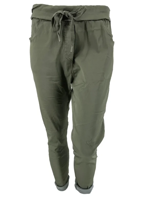Jogg-jeans Blanco in satijn-look army