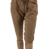 Jogg-jeans Italy in satijn-look cognac