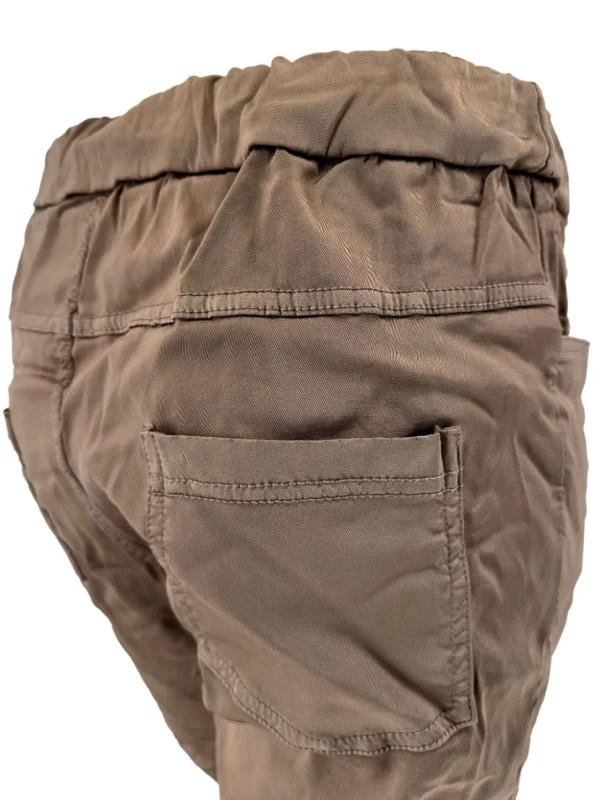 Jogg-jeans Italy in satijn-look cognac