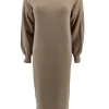 Jurk met lange mouwen en opstaande boord Melody camel (W2019)