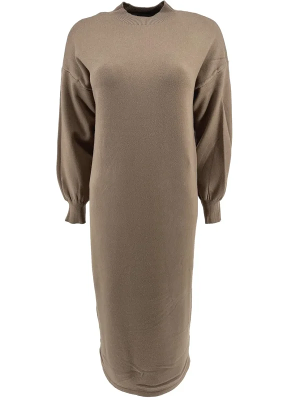 Jurk met lange mouwen en opstaande boord Melody camel (W2019)