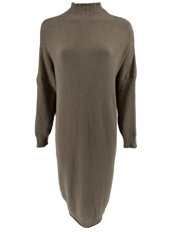 Jurk met opstaande kraag en lange mouw Lieke taupe.JMK