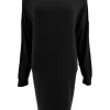 Jurk/tuniek met lange mouw en ronde hals zwart (HJD7915)JMK