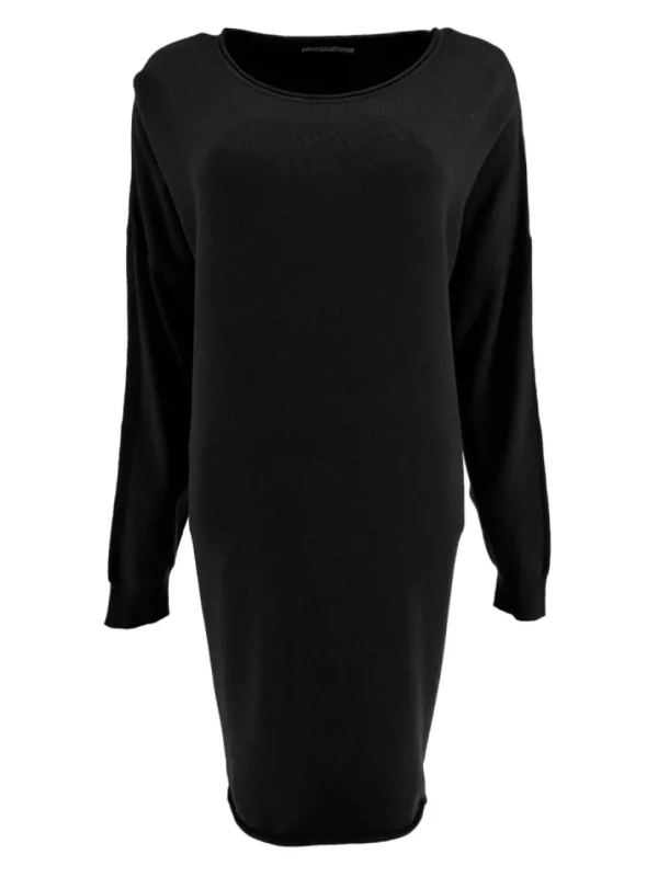 Jurk/tuniek met lange mouw en ronde hals zwart (HJD7915)JMK