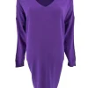 Jurk/tuniek met lange mouw en V-hals paars (HJD7916).JMK