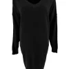 Jurk/tuniek met lange mouw en V-hals zwart (HJD7916)JMK