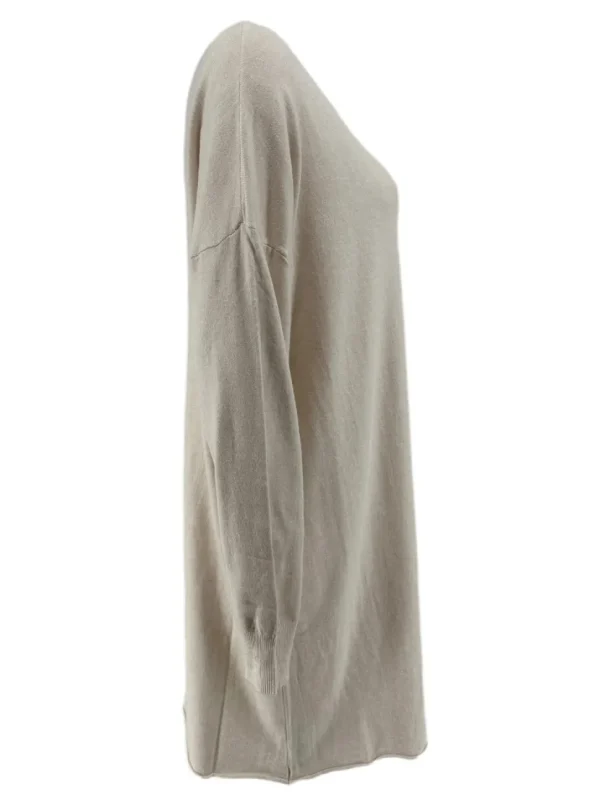 Jurk/tuniek met lange mouw en ronde hals beige (HJD7915)JMK