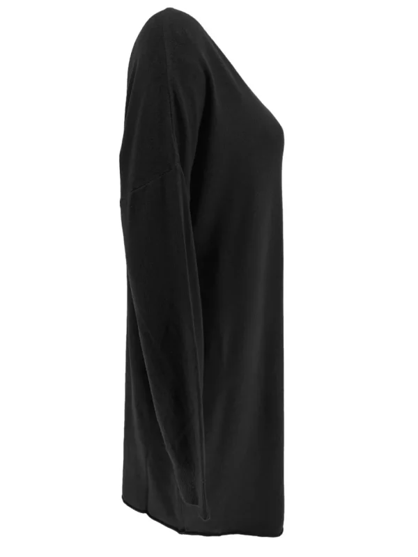 Jurk/tuniek met lange mouw en ronde hals zwart (HJD7915)JMK