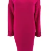 Jurk/tuniek met ronde hals en rib details fuchsia (N7070)JMK