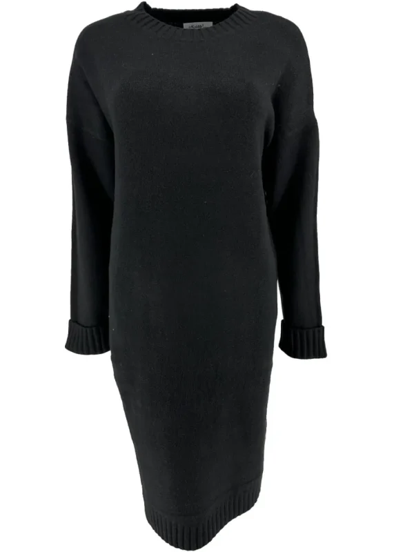 Jurk/tuniek met ronde hals en rib details zwart (N7070)JMK