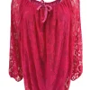 Kanten ballon blouse met koordje Celestine fuchsia