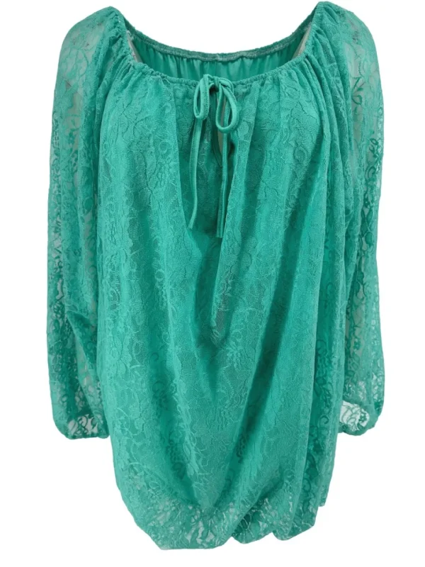 Kanten ballon blouse met koordje Celestine mint