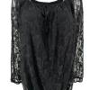 Kanten ballon blouse met koordje Celestine zwart