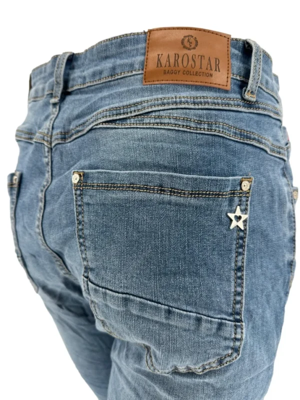 Karostar jeans met hartjes strass knopen (K2541)