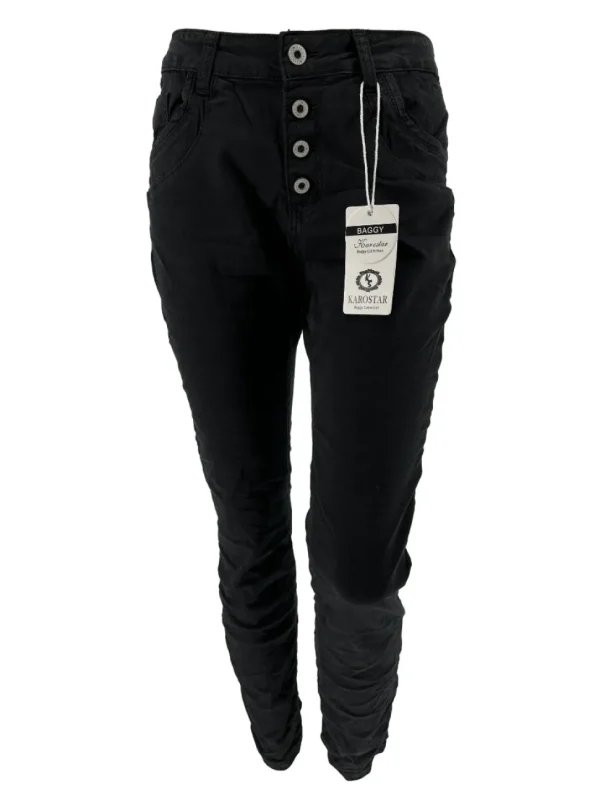 Karostar jeans met knoopsluiting zwart (K2751-1)