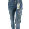 Karostar jeans met turquoise kleurige knopen (K2539)