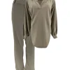 KLEINERE 2-delig set met blouse en broek Stanny taupe