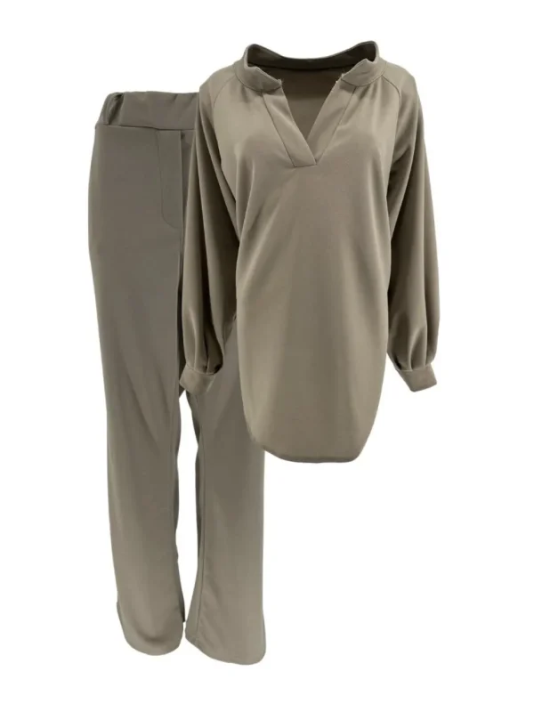 KLEINERE 2-delig set met blouse en broek Stanny taupe