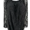 KLEINERE Kanten ballon blouse met koordje Celestine zwart