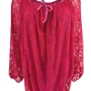 KLEINERE Kanten ballon blouse met koordje Celestine fuchsia