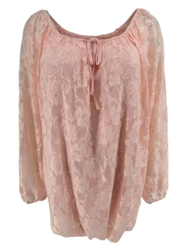 KLEINERE Kanten ballon blouse met koordje Celestine licht roze