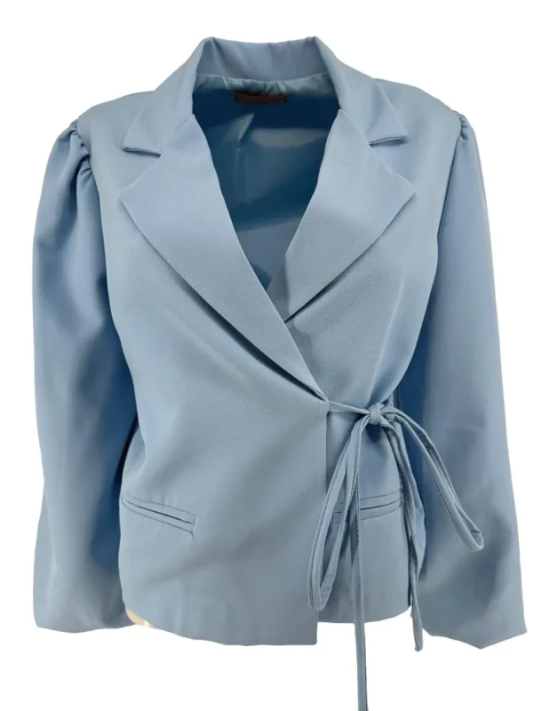 KORTERE blazer met strik aan de zijkant Mare licht blauw