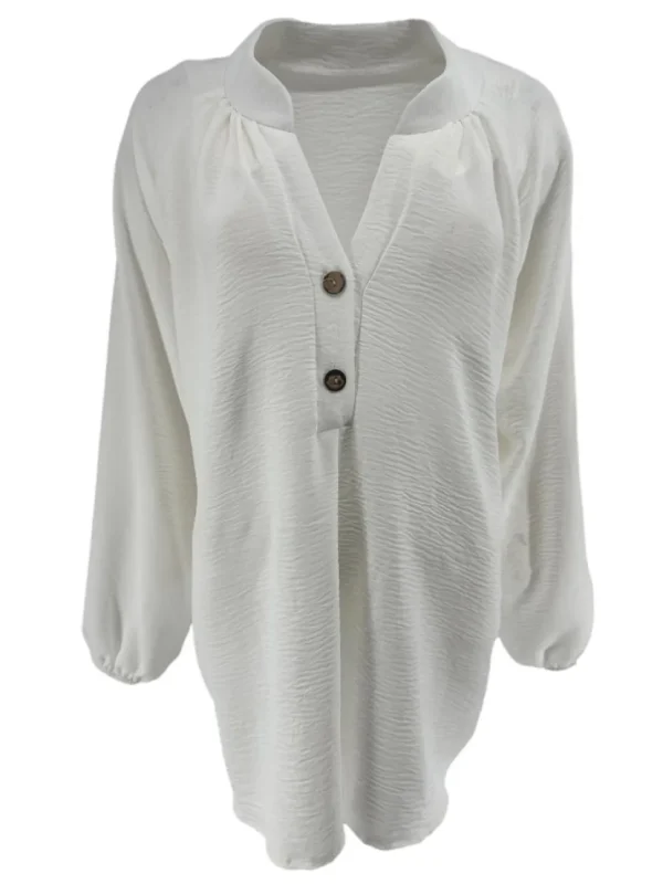 KORTERE blouse met opstaande kraag en 2 knoopjes Siske off-white