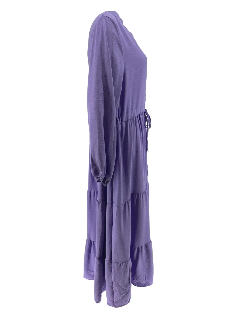 lange_jurk_met_knoopjes_e_1.webp Lange jurk met knoopjes en koord in de taille en stroken uni lila (B25-9) SALE (VJD)