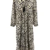 Lange jurk met koord en kralen in de hals inked paars/zwart (B22-6 (LPJ)SALE