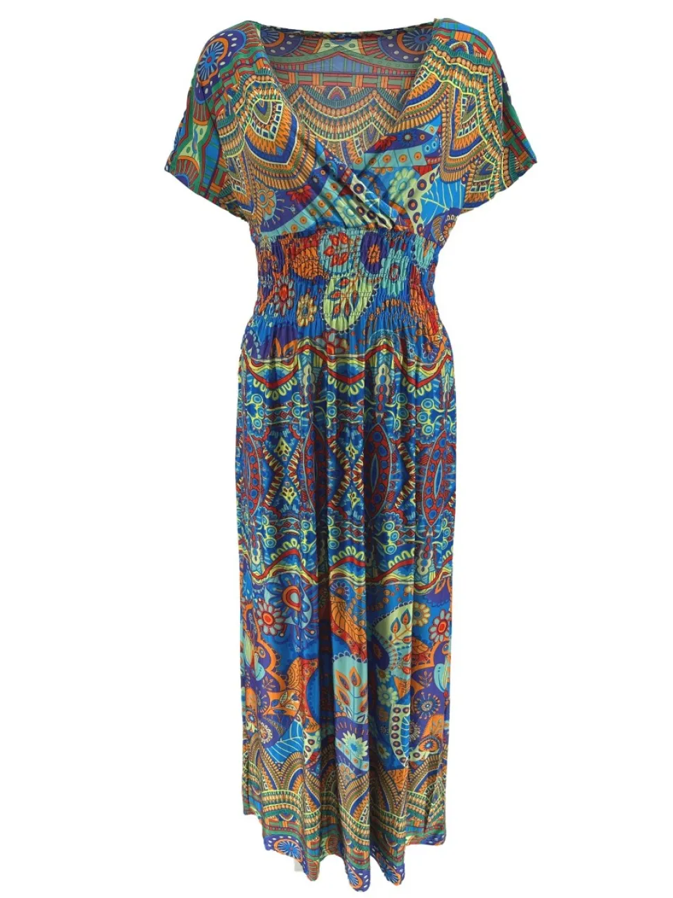 lange_travelstof_jurk_met_0-6.webp Lange travelstof jurk met smock in de taille kaleidoscoop blauw (J-77#)