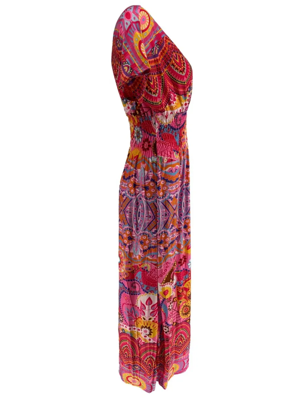 lange_travelstof_jurk_met_1-4.webp Lange travelstof jurk met smock in de taille kaleidoscoop roze (J-77#)