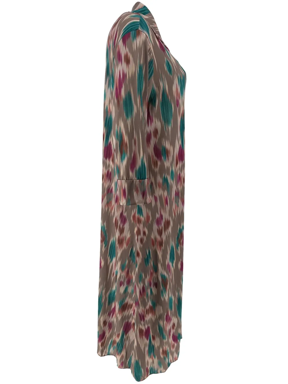 lange_travelstof_jurk_met_1.webp Lange travelstof jurk met knoopjes blurry taupe(TJD)