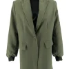 Langere blazer met rits en zakje op de mouw Roelien army