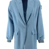 Langere blazer met rits en zakje op de mouw Roelien licht blauw