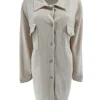 Langere blouse van rib patroon velvet Lindy Reliëf beige