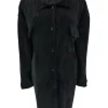 Langere blouse van rib patroon velvet Lindy Reliëf zwart