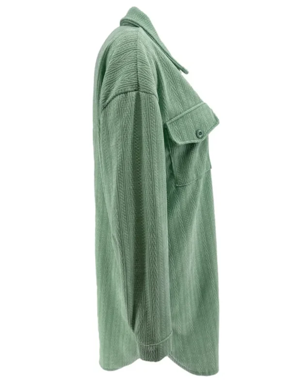 Langere blouse van rib patroon velvet Lindy Reliëf licht groen