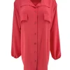 Langere blouse/tuniek met kraag Elodie koraal
