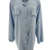 Langere blouse/tuniek met kraag Elodie licht blauw