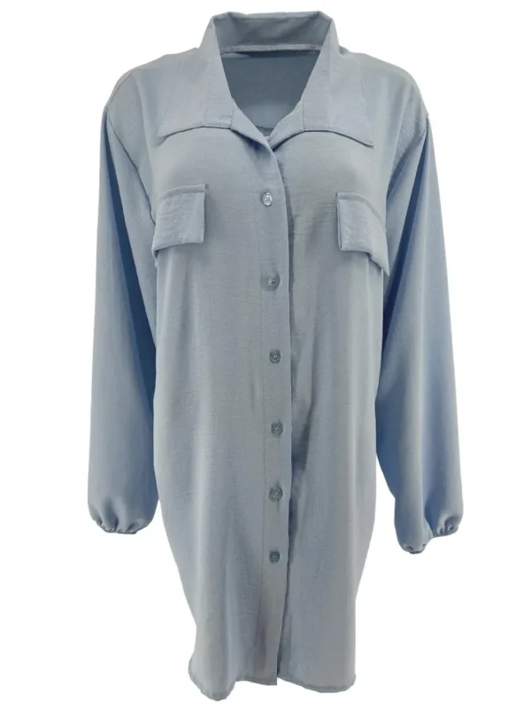 Langere blouse/tuniek met kraag Elodie licht blauw