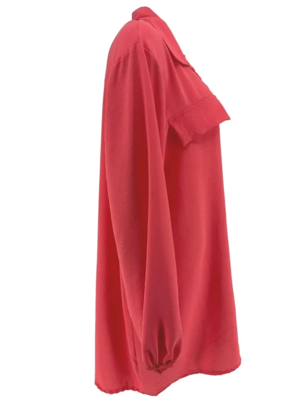 Langere blouse/tuniek met kraag Elodie koraal