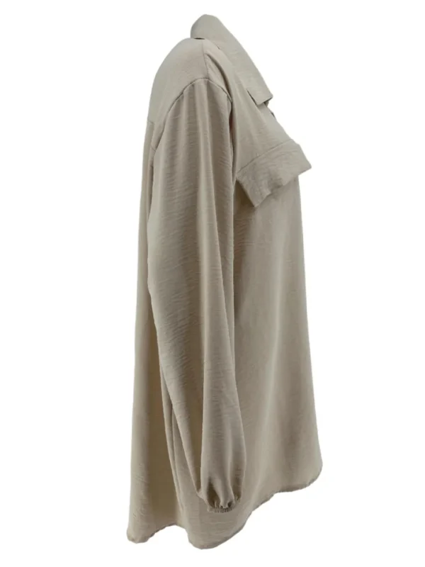 Langere blouse/tuniek met kraag Elodie beige